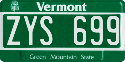 VT license plate ZYS699