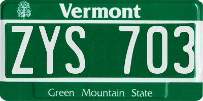 VT license plate ZYS703