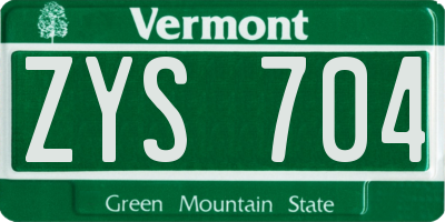 VT license plate ZYS704