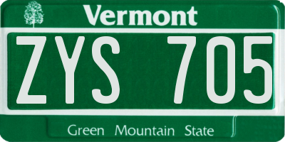 VT license plate ZYS705