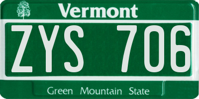 VT license plate ZYS706