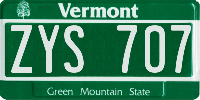 VT license plate ZYS707