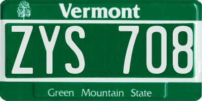 VT license plate ZYS708