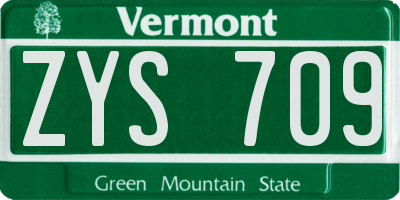 VT license plate ZYS709
