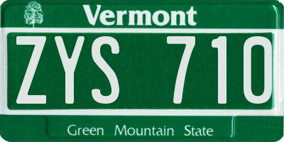 VT license plate ZYS710