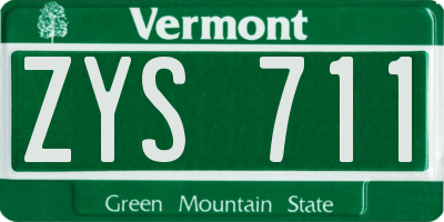 VT license plate ZYS711