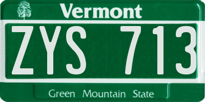 VT license plate ZYS713