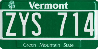 VT license plate ZYS714