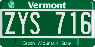 VT license plate ZYS716