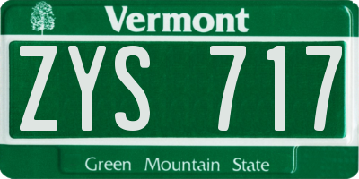 VT license plate ZYS717