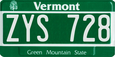 VT license plate ZYS728