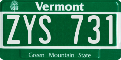 VT license plate ZYS731