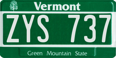 VT license plate ZYS737