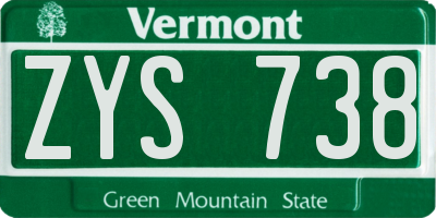 VT license plate ZYS738