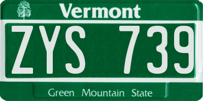 VT license plate ZYS739
