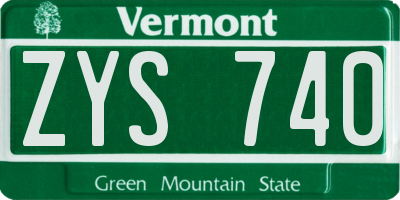 VT license plate ZYS740