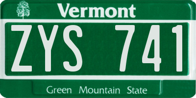 VT license plate ZYS741