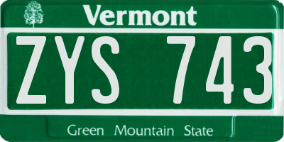 VT license plate ZYS743