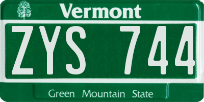 VT license plate ZYS744