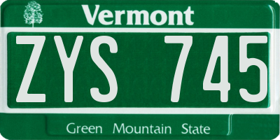 VT license plate ZYS745