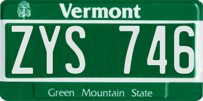 VT license plate ZYS746