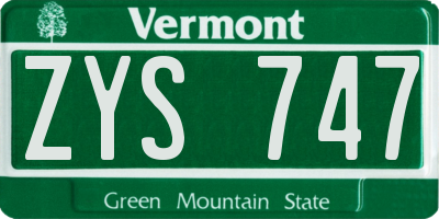 VT license plate ZYS747