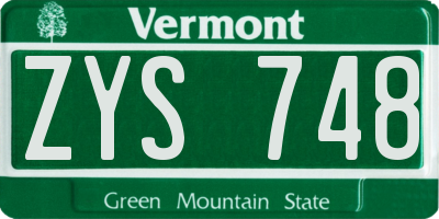 VT license plate ZYS748