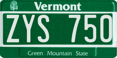 VT license plate ZYS750