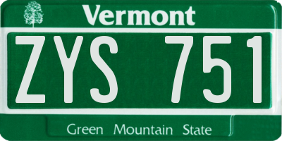 VT license plate ZYS751