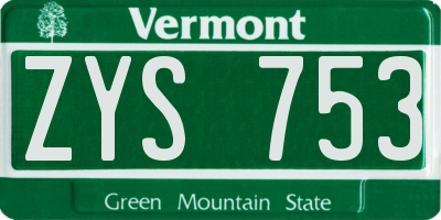 VT license plate ZYS753