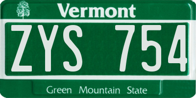 VT license plate ZYS754