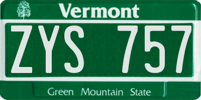 VT license plate ZYS757