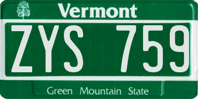 VT license plate ZYS759