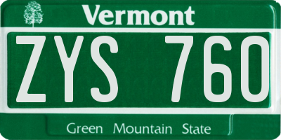 VT license plate ZYS760