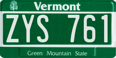 VT license plate ZYS761