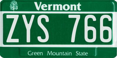 VT license plate ZYS766