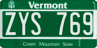 VT license plate ZYS769