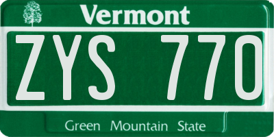 VT license plate ZYS770