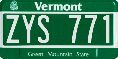 VT license plate ZYS771