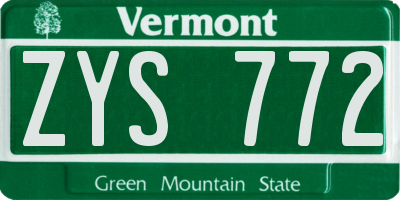 VT license plate ZYS772