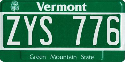 VT license plate ZYS776