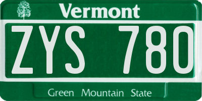 VT license plate ZYS780