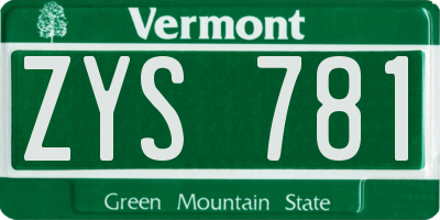 VT license plate ZYS781