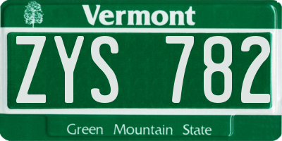 VT license plate ZYS782