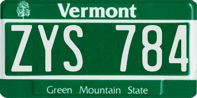 VT license plate ZYS784