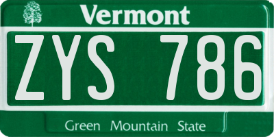 VT license plate ZYS786