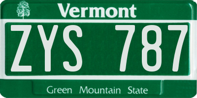VT license plate ZYS787