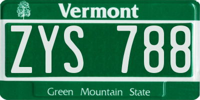 VT license plate ZYS788
