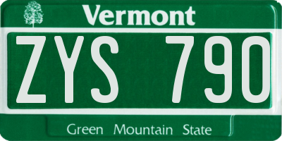 VT license plate ZYS790
