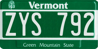 VT license plate ZYS792